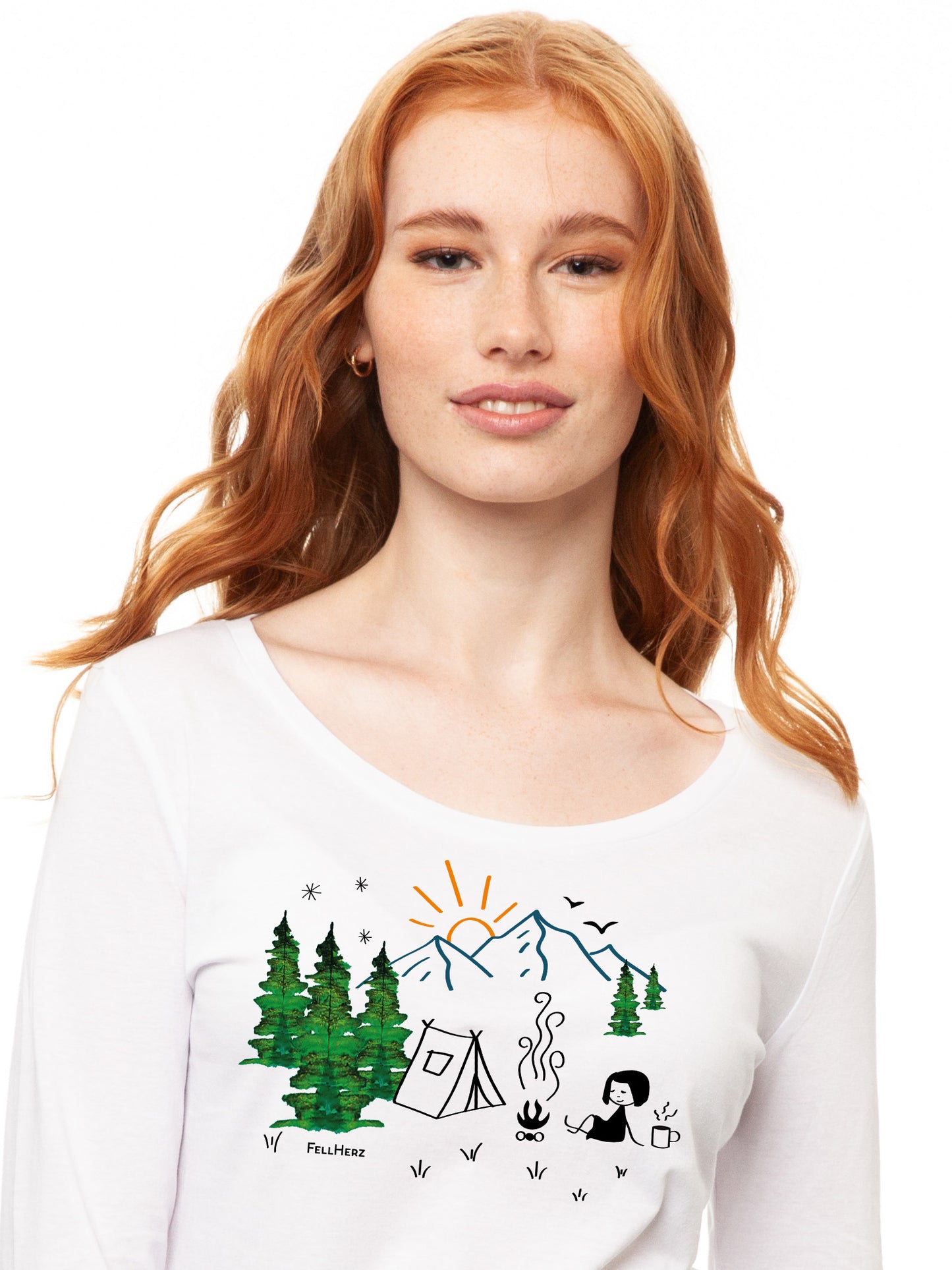 Camping Girl Longsleeve white