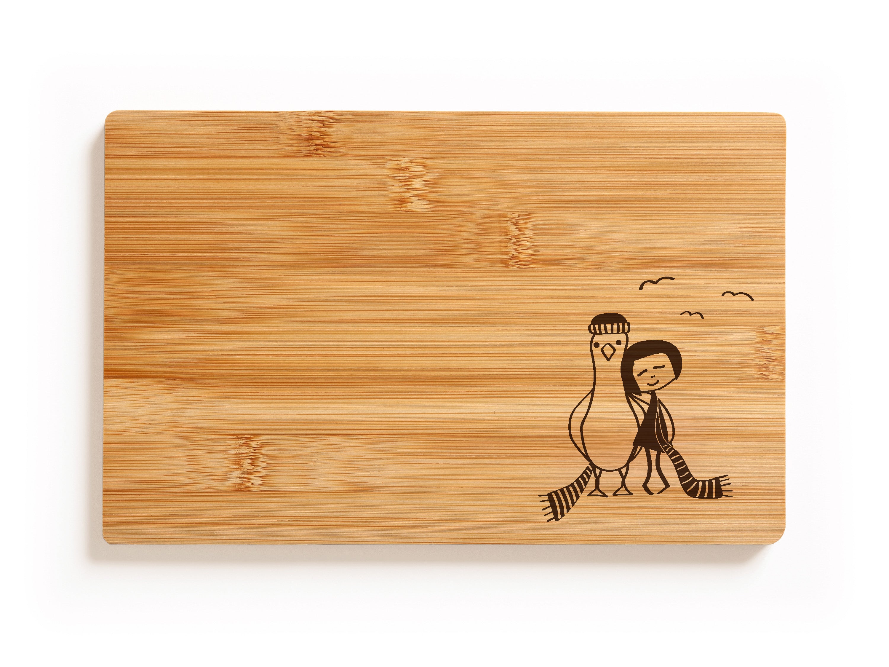 Frühstücksbrettchen Möwen-Liebe Bambus