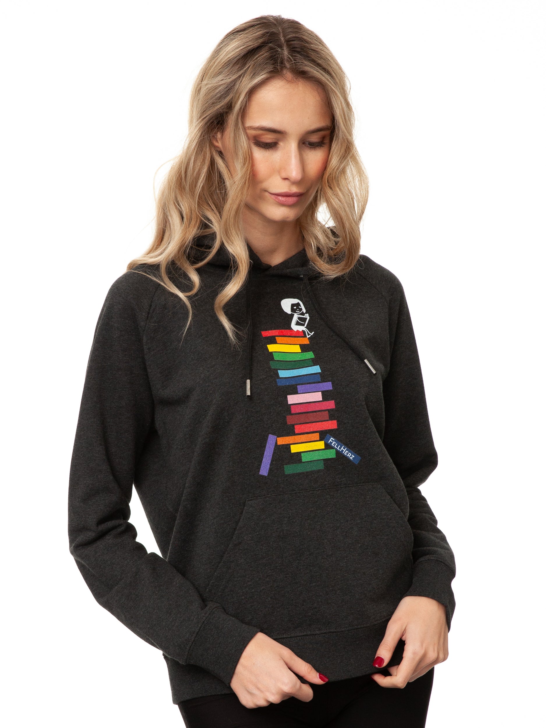 Books Girl Hoodie dark heather grey