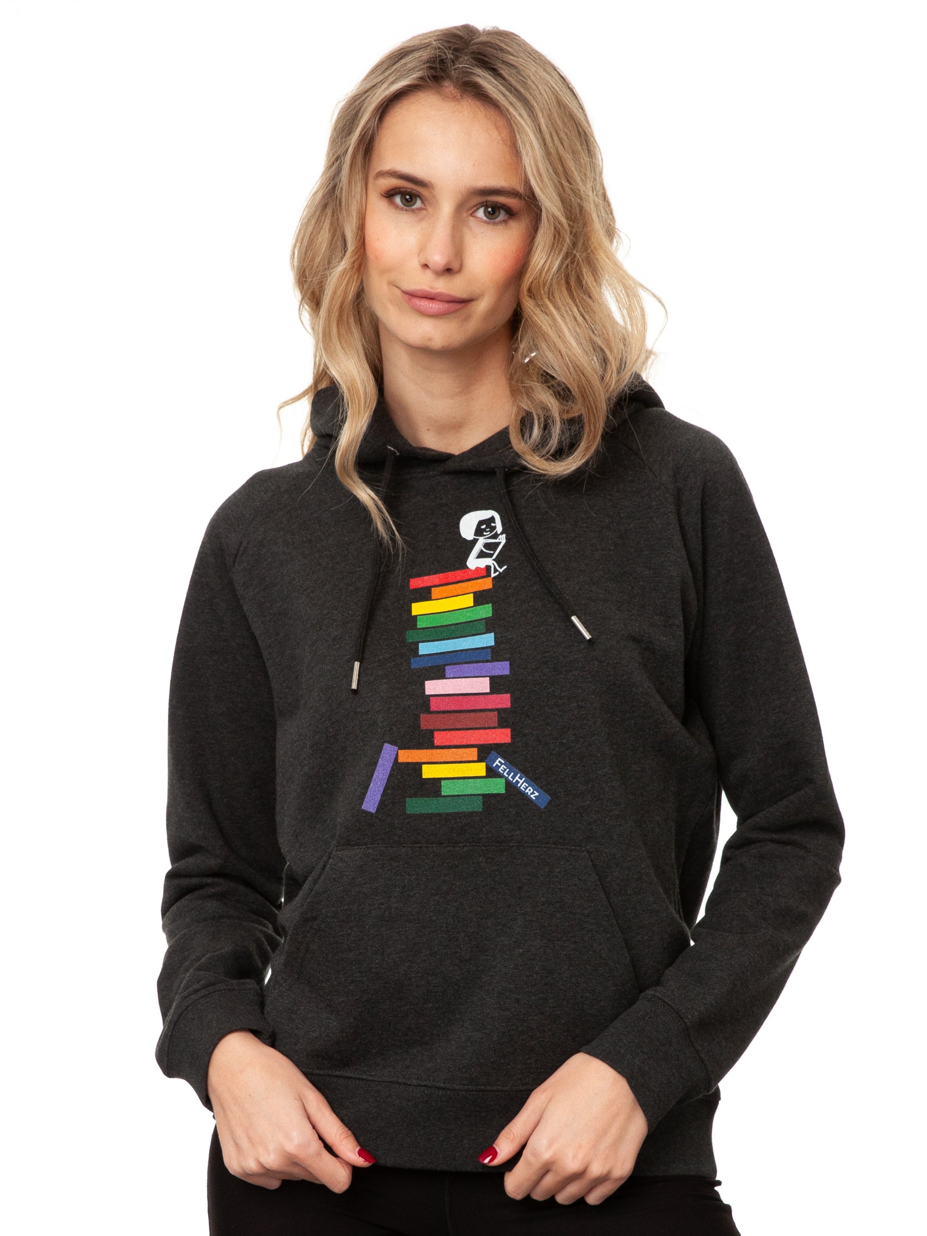 Books Girl Hoodie dark heather grey