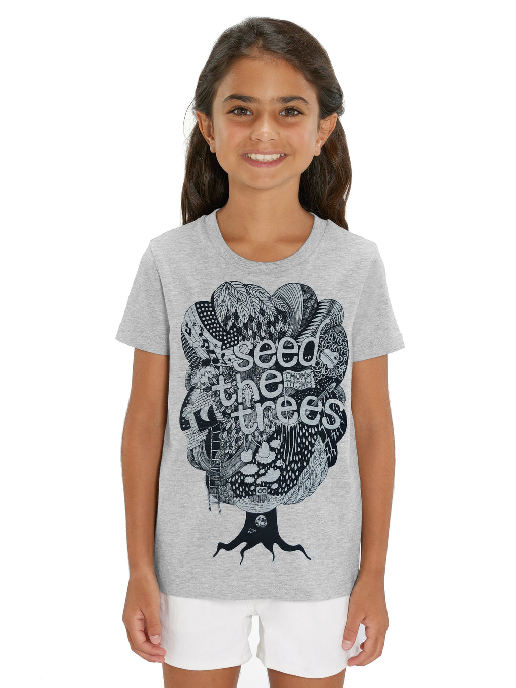 Kinder T-Shirt Tree Seed the Trees in Grey Melange aus Bio-Baumwolle, fair und vegan produziert