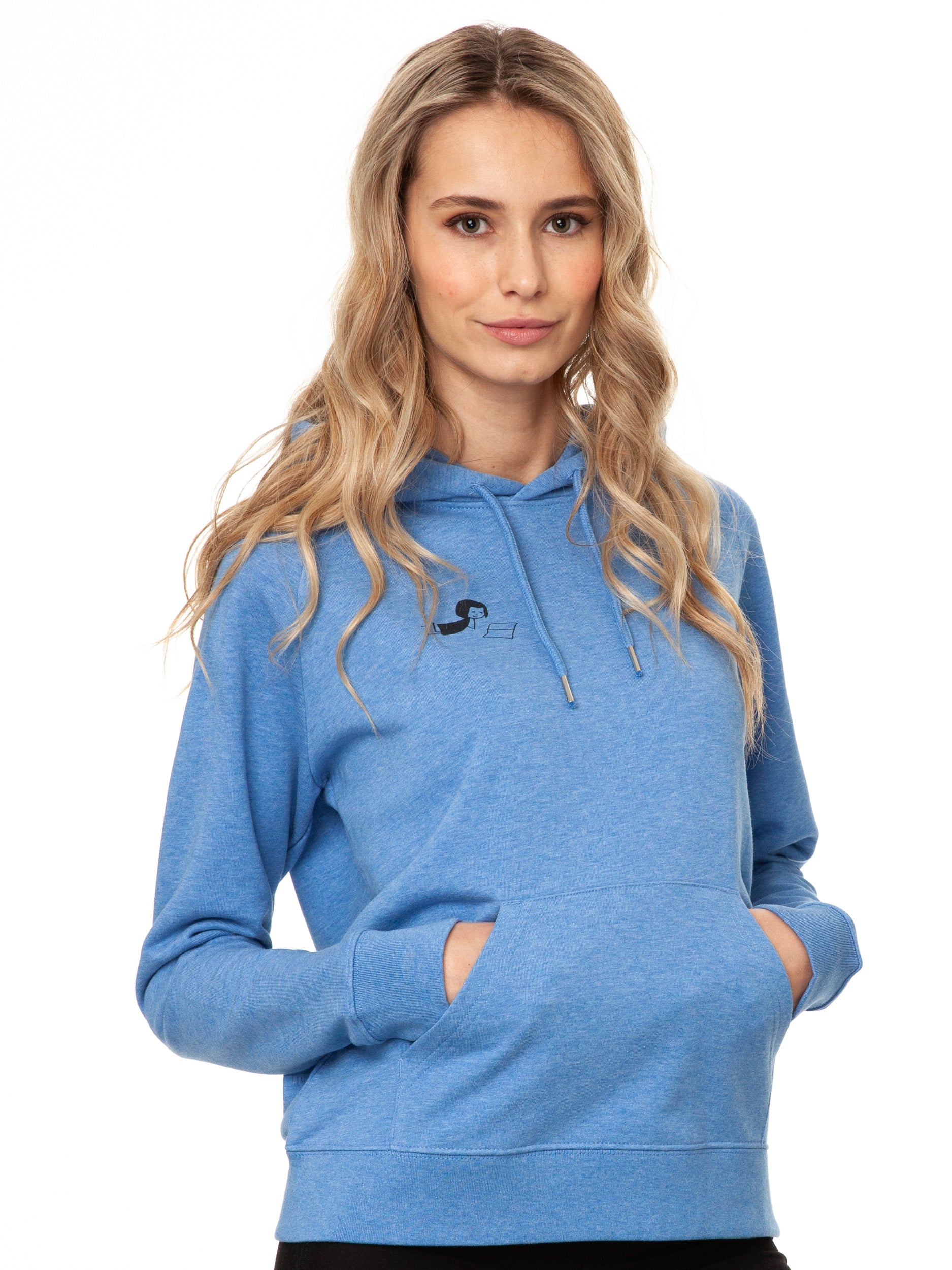 Book girl hoodie blue melange
