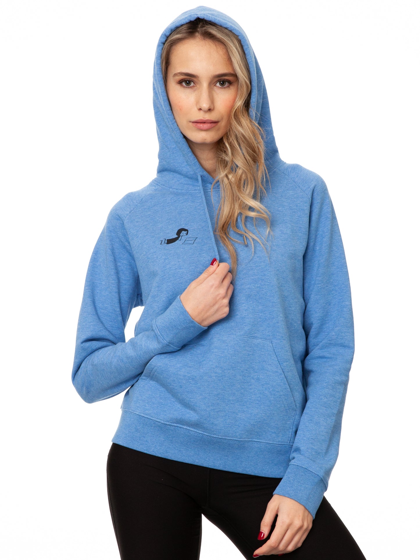 Book girl hoodie blue melange