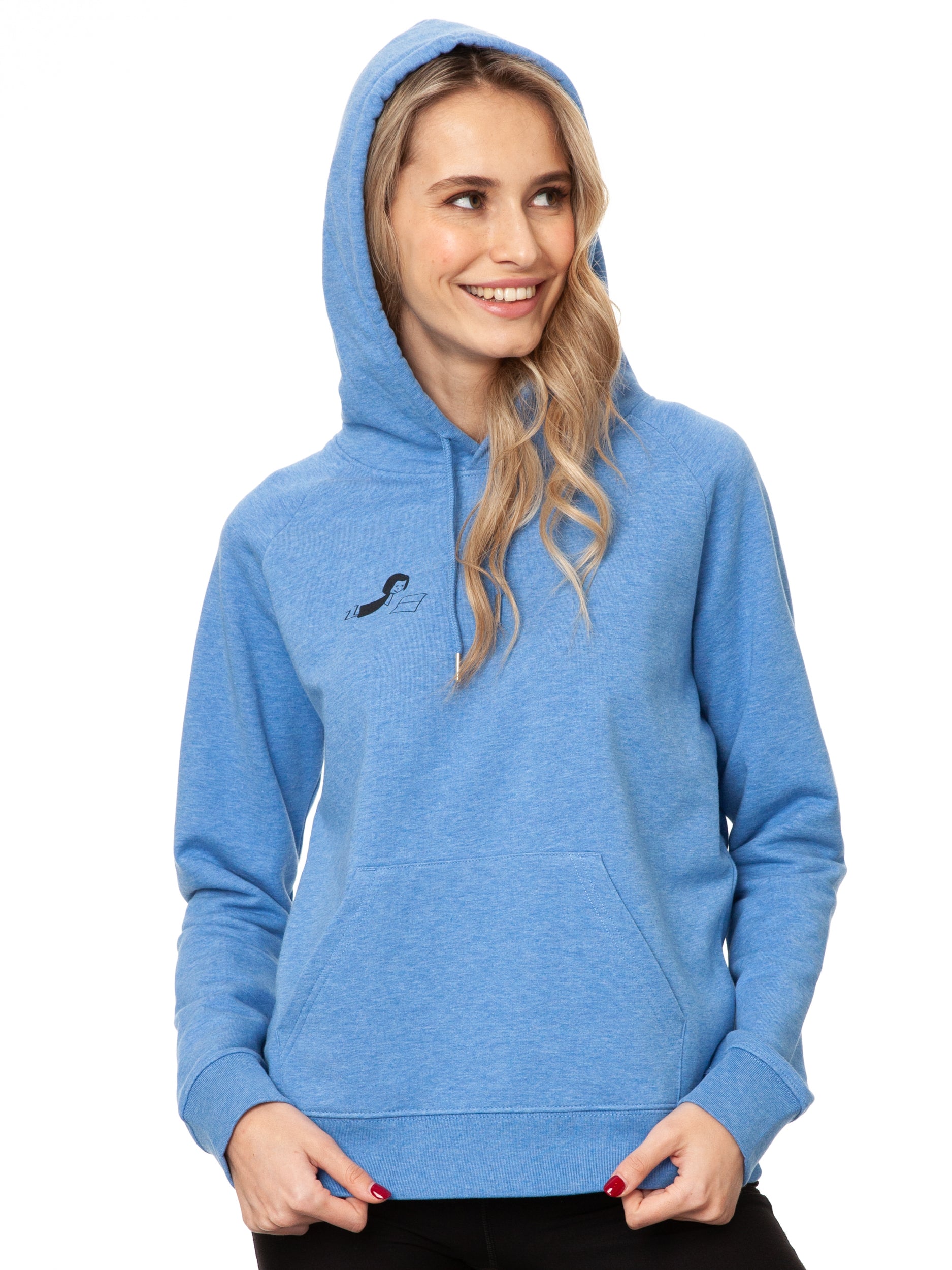 Book girl hoodie blue melange
