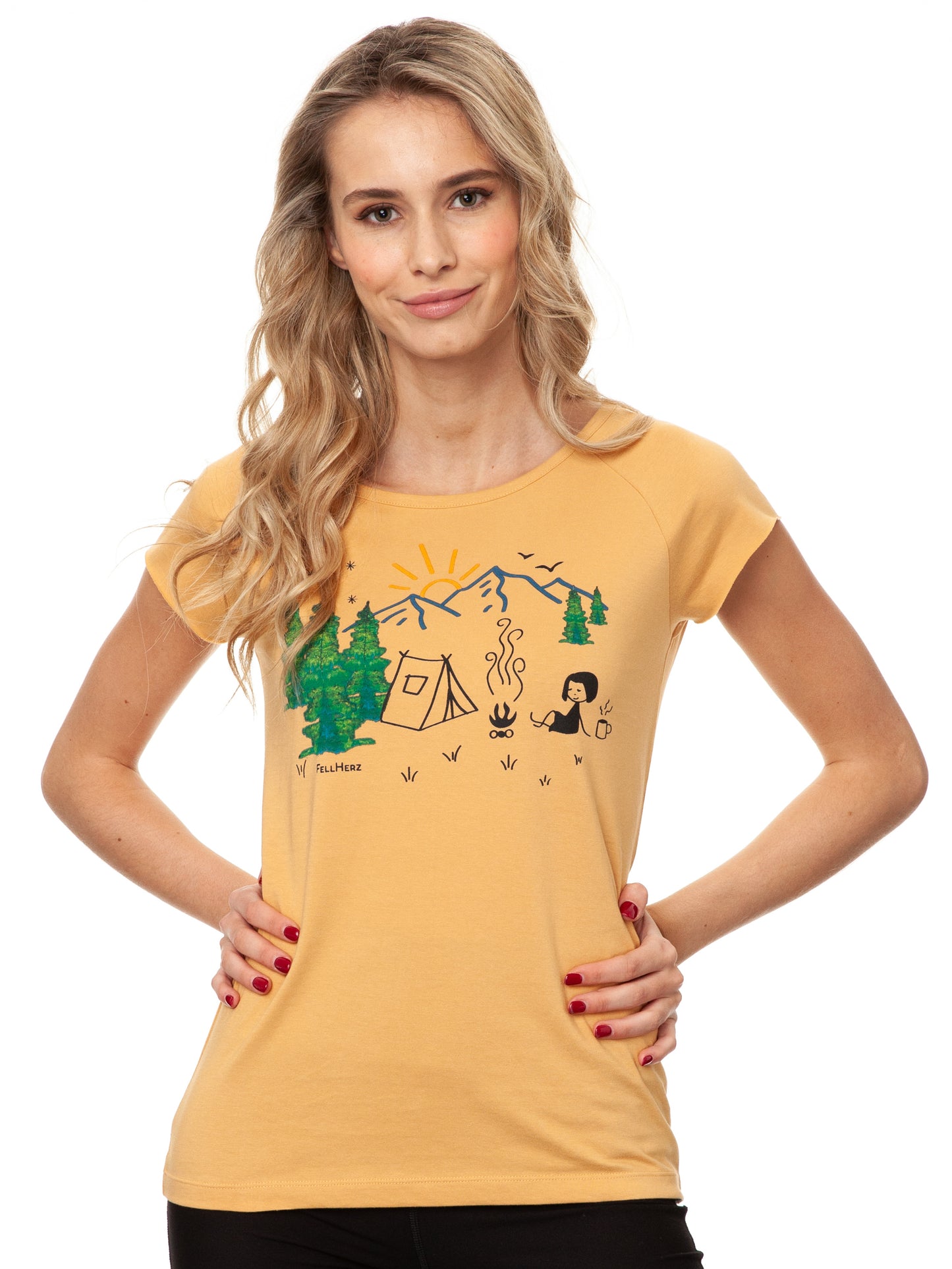 Camping Girl Cap Sleeve clay