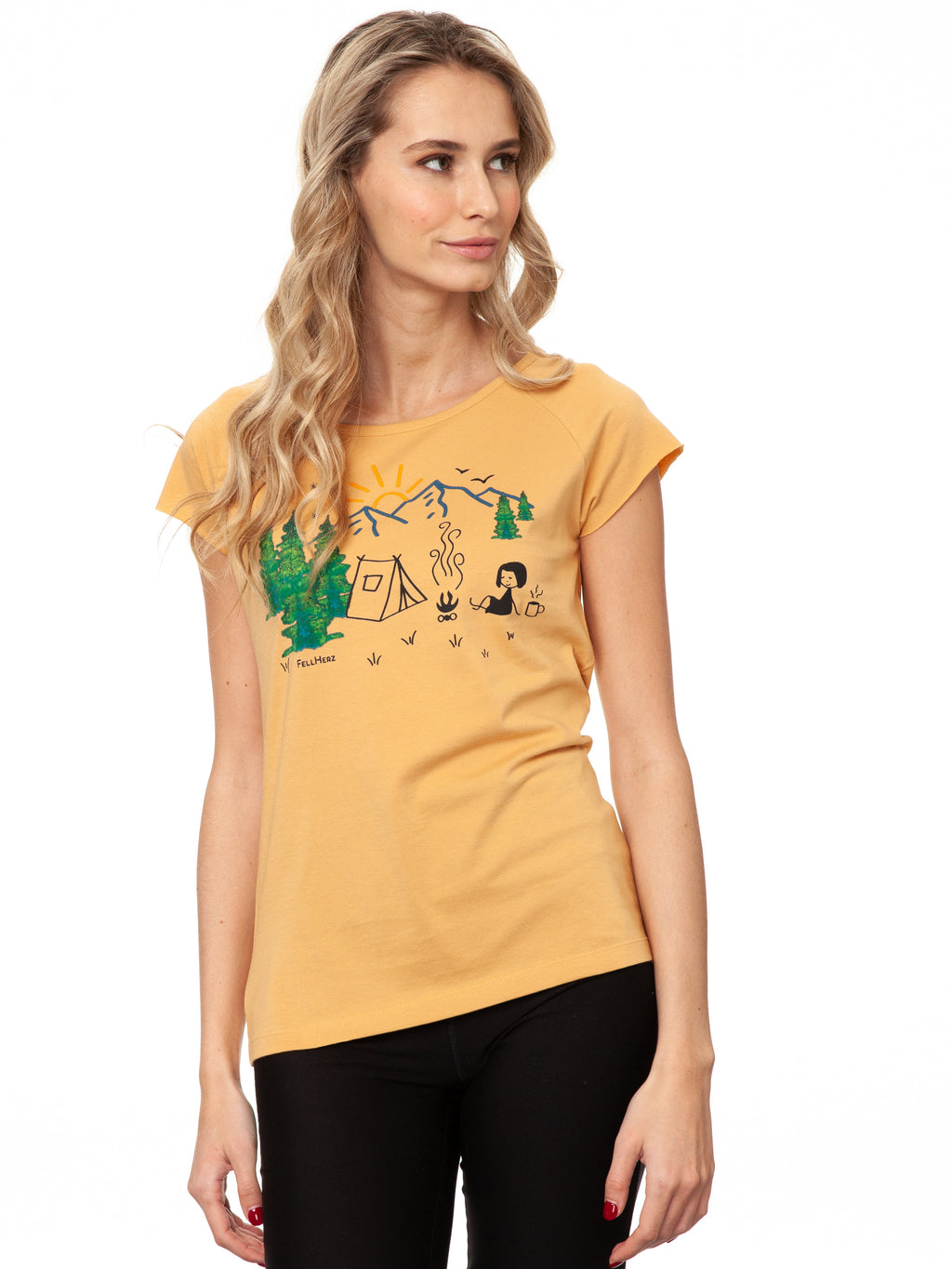 Camping Girl Cap Sleeve clay 