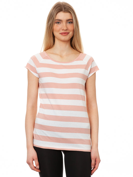 Cap Sleeve block striped light pink
