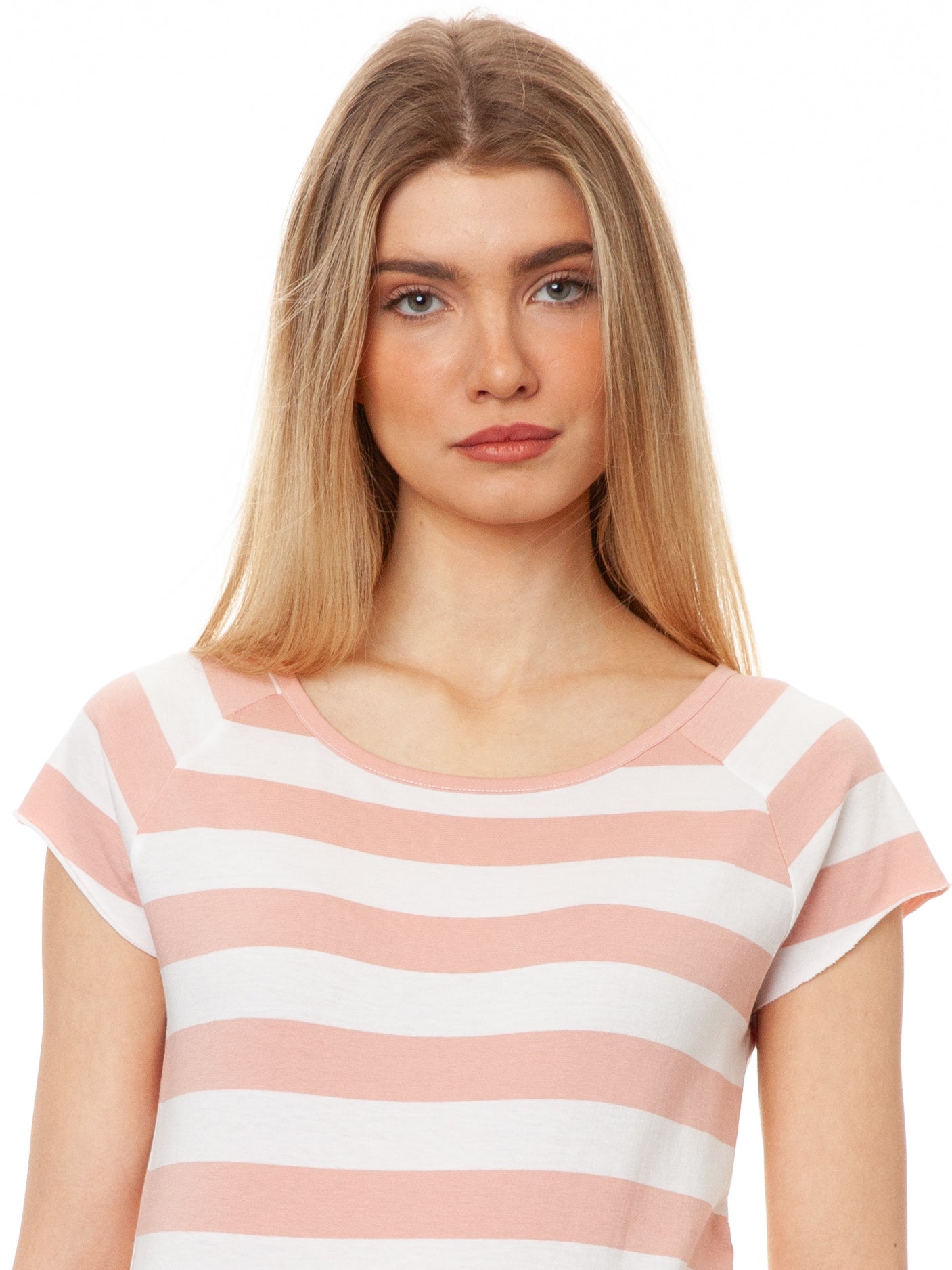 Cap Sleeve block striped light pink