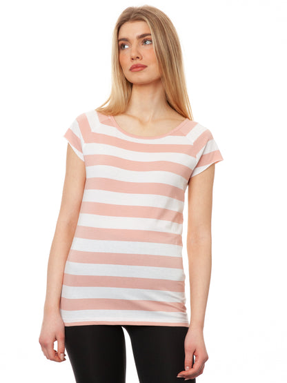 Cap Sleeve block striped light pink