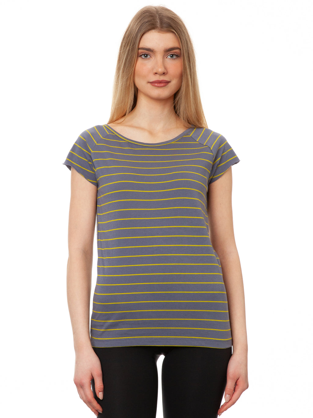 Cap Sleeve Striped Thunder Olive