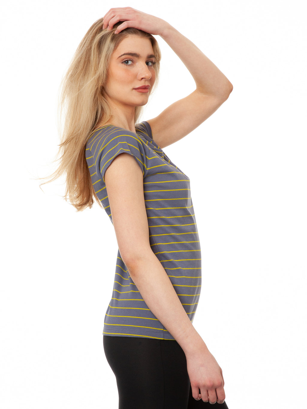 Cap Sleeve Striped Thunder Olive