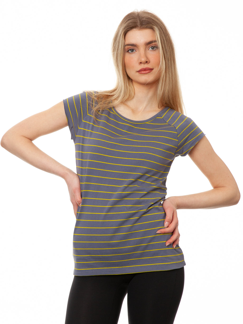 Cap Sleeve Striped Thunder Olive