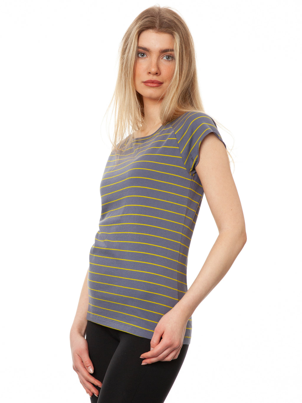 Cap Sleeve Striped Thunder Olive