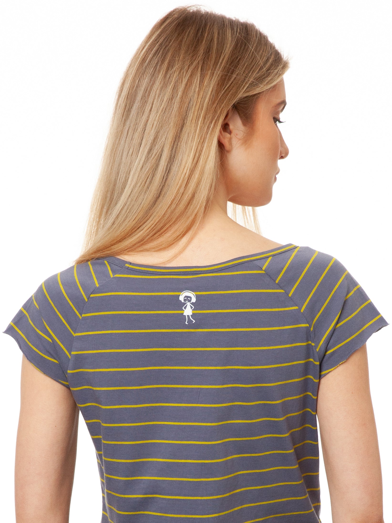 Cap Sleeve Striped Thunder Olive