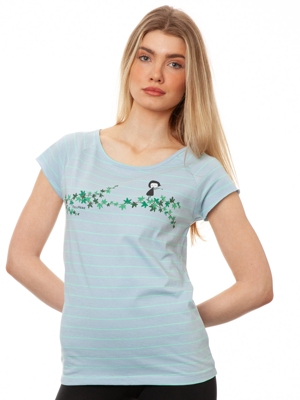 Efeumädchen Cap Sleeve striped light blue mint