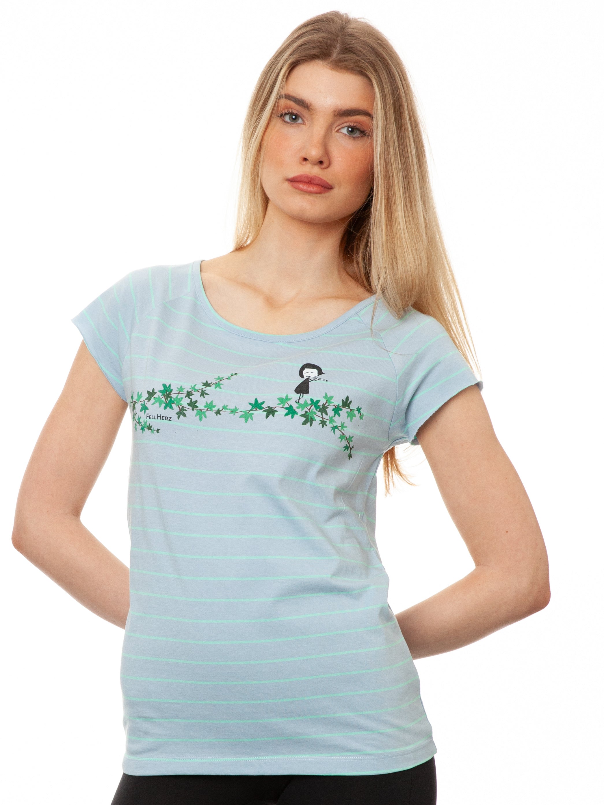 Efeumädchen Cap Sleeve striped light blue mint
