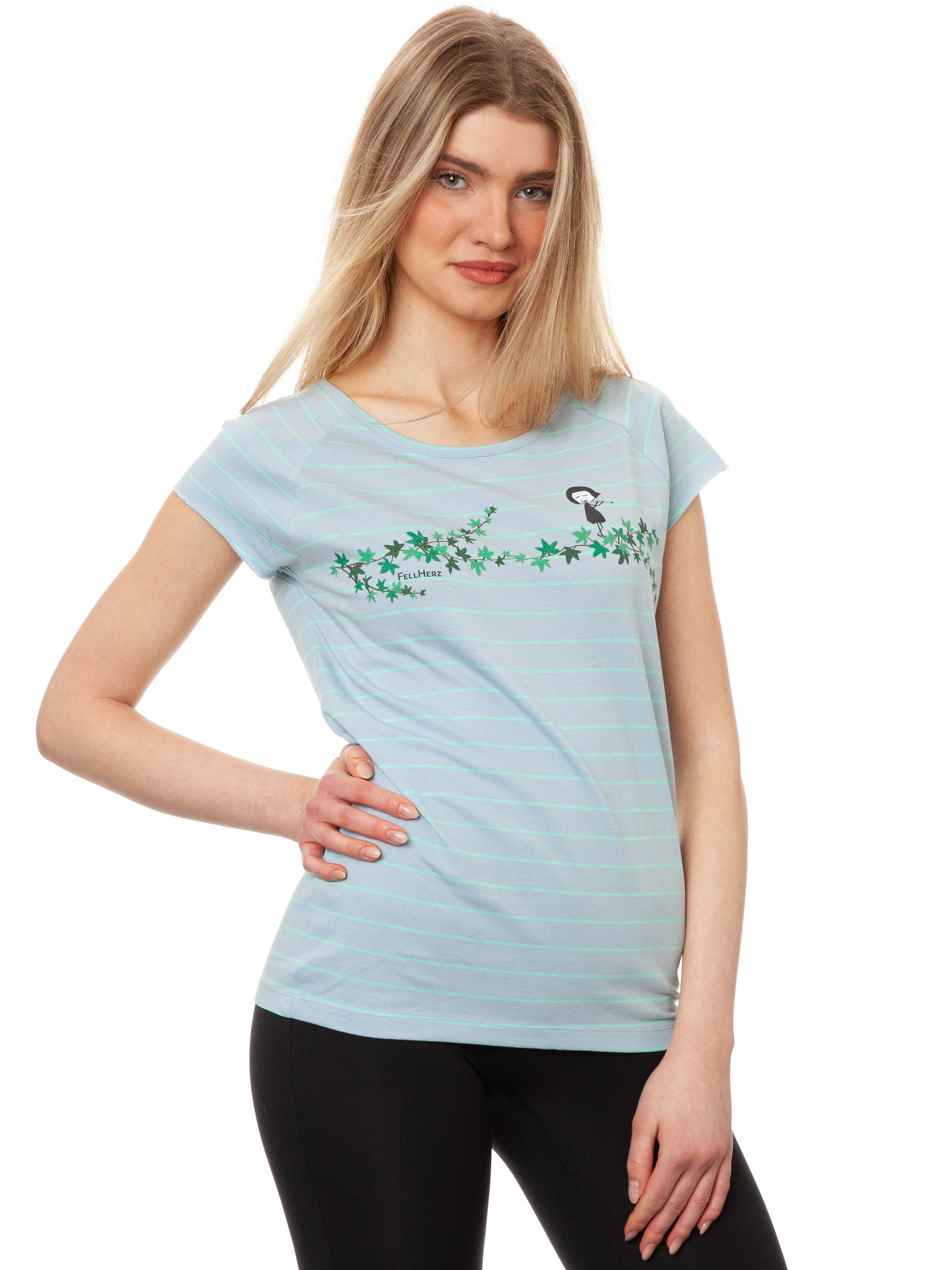 Efeumädchen Cap Sleeve striped light blue mint