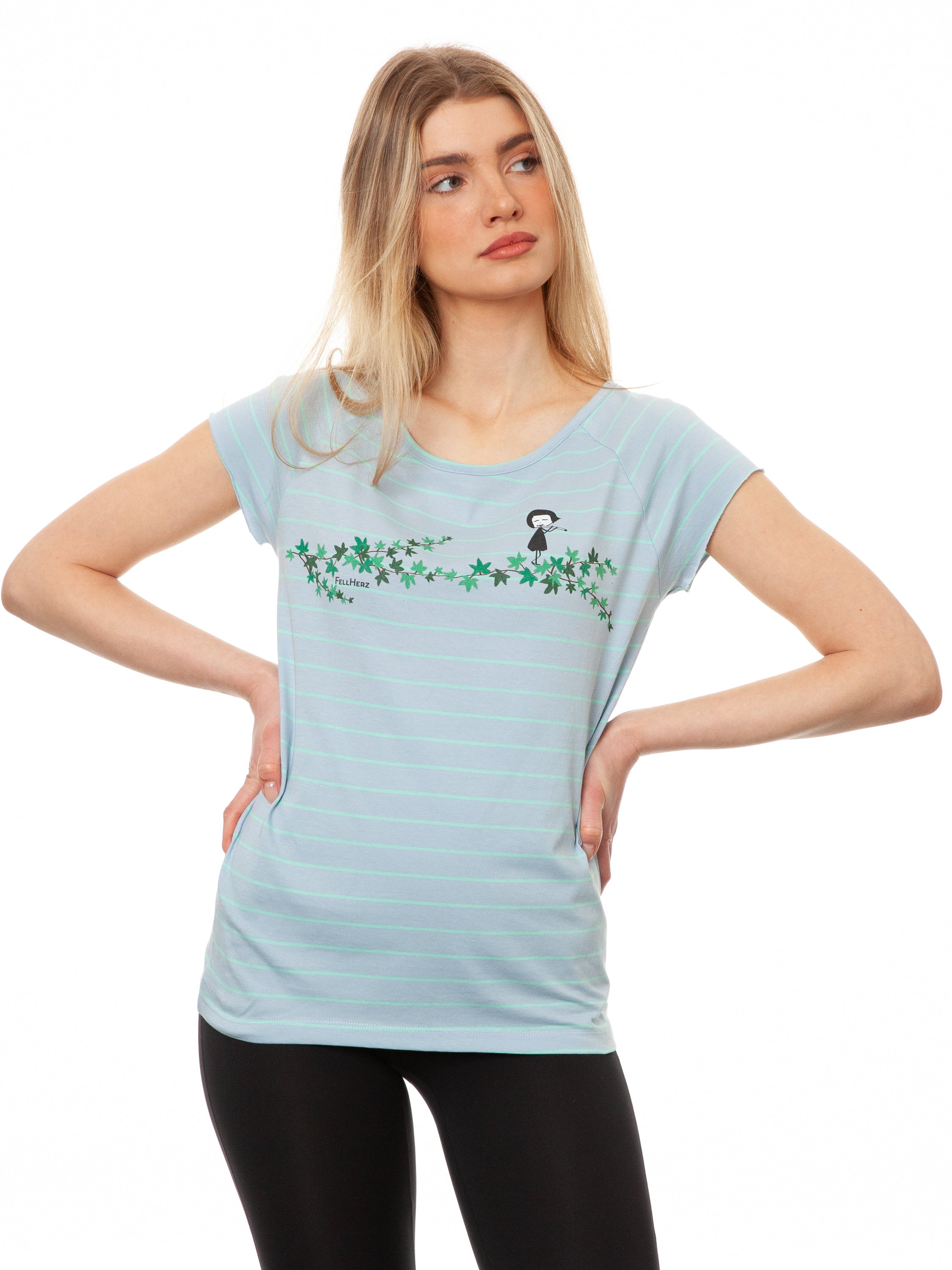 Efeumädchen Cap Sleeve striped light blue mint