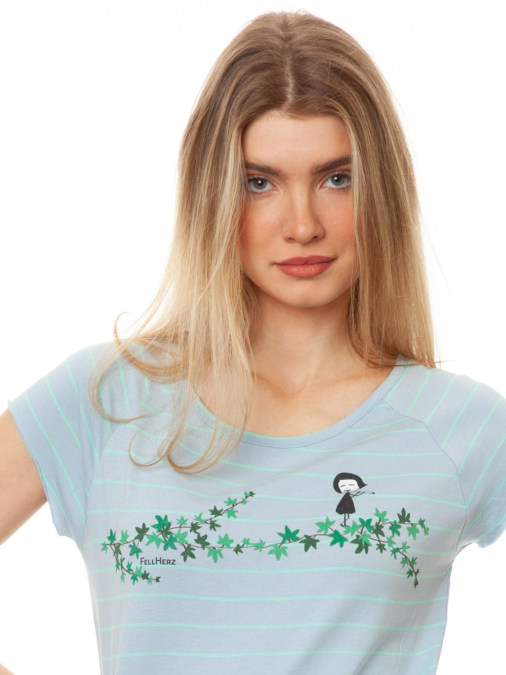 Efeumädchen Cap Sleeve striped light blue mint