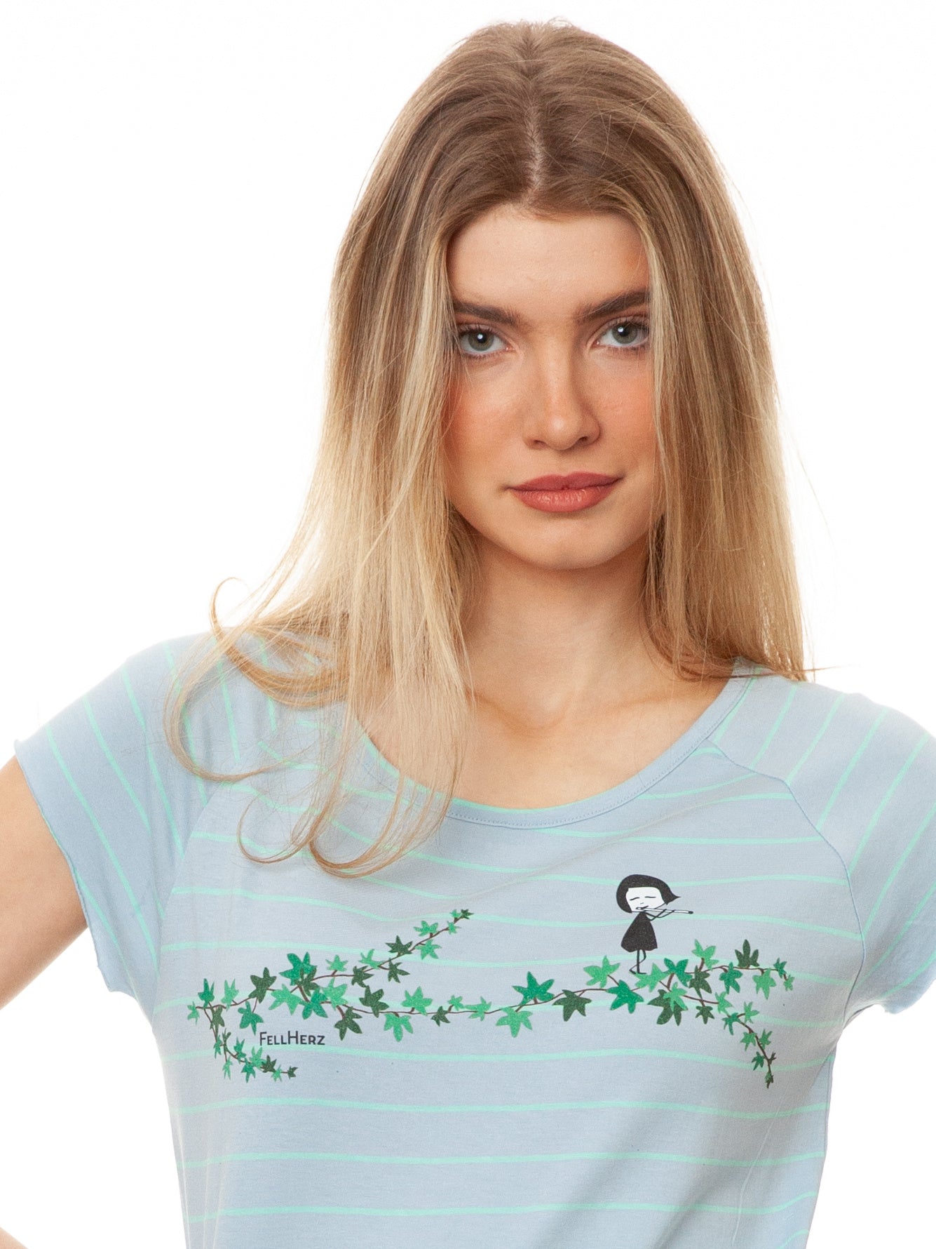 Efeumädchen Cap Sleeve striped light blue mint