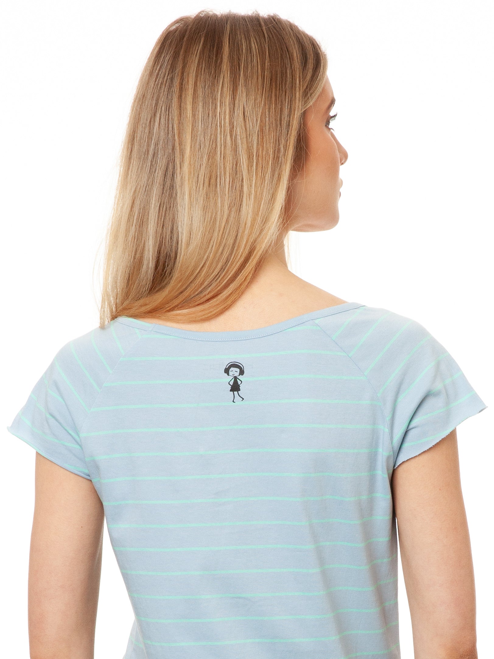 Efeumädchen Cap Sleeve striped light blue mint