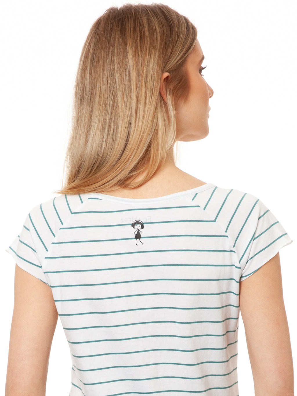 Me Time Cap Sleeve striped white teal