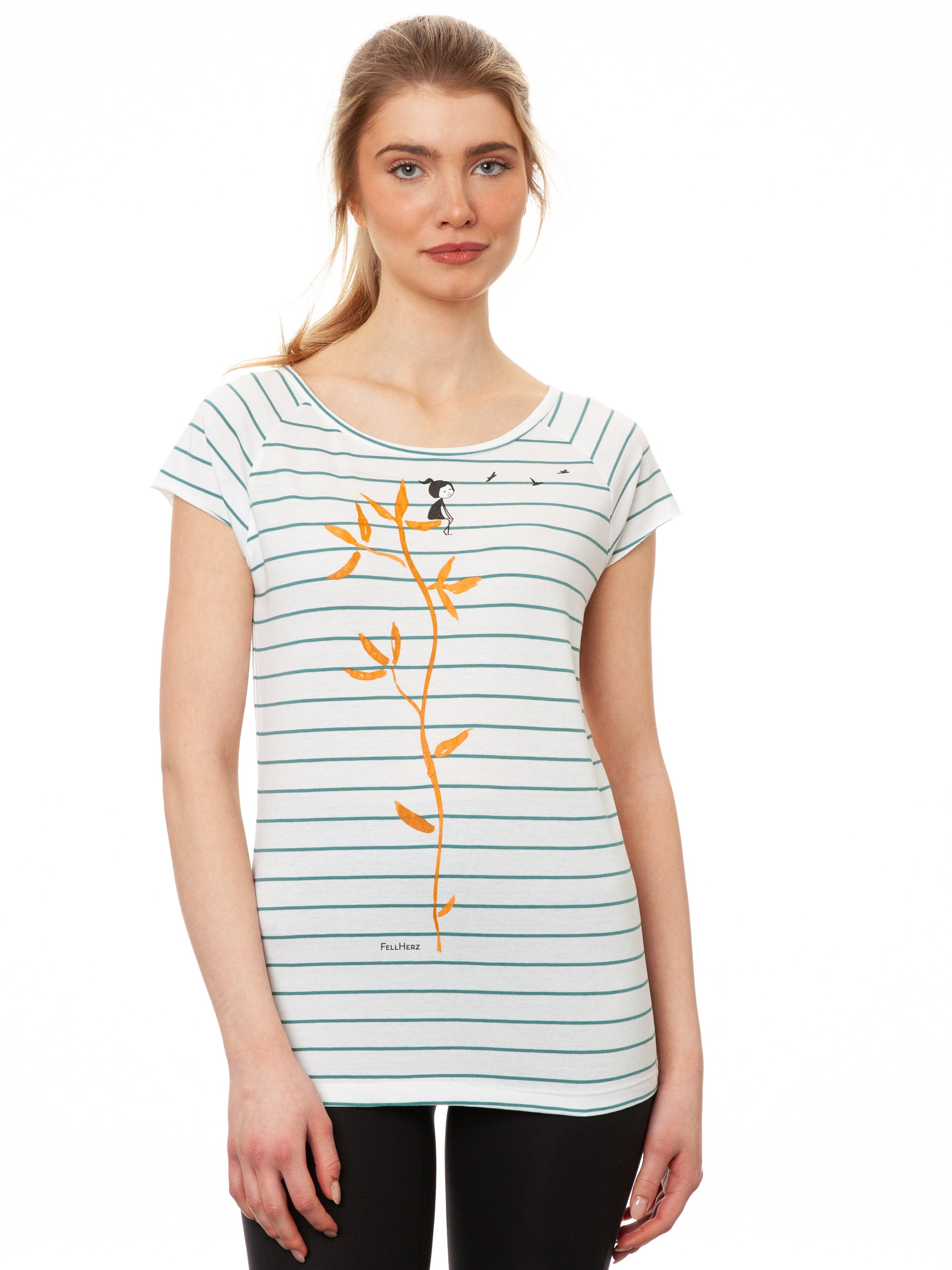 Me Time Cap Sleeve striped white teal