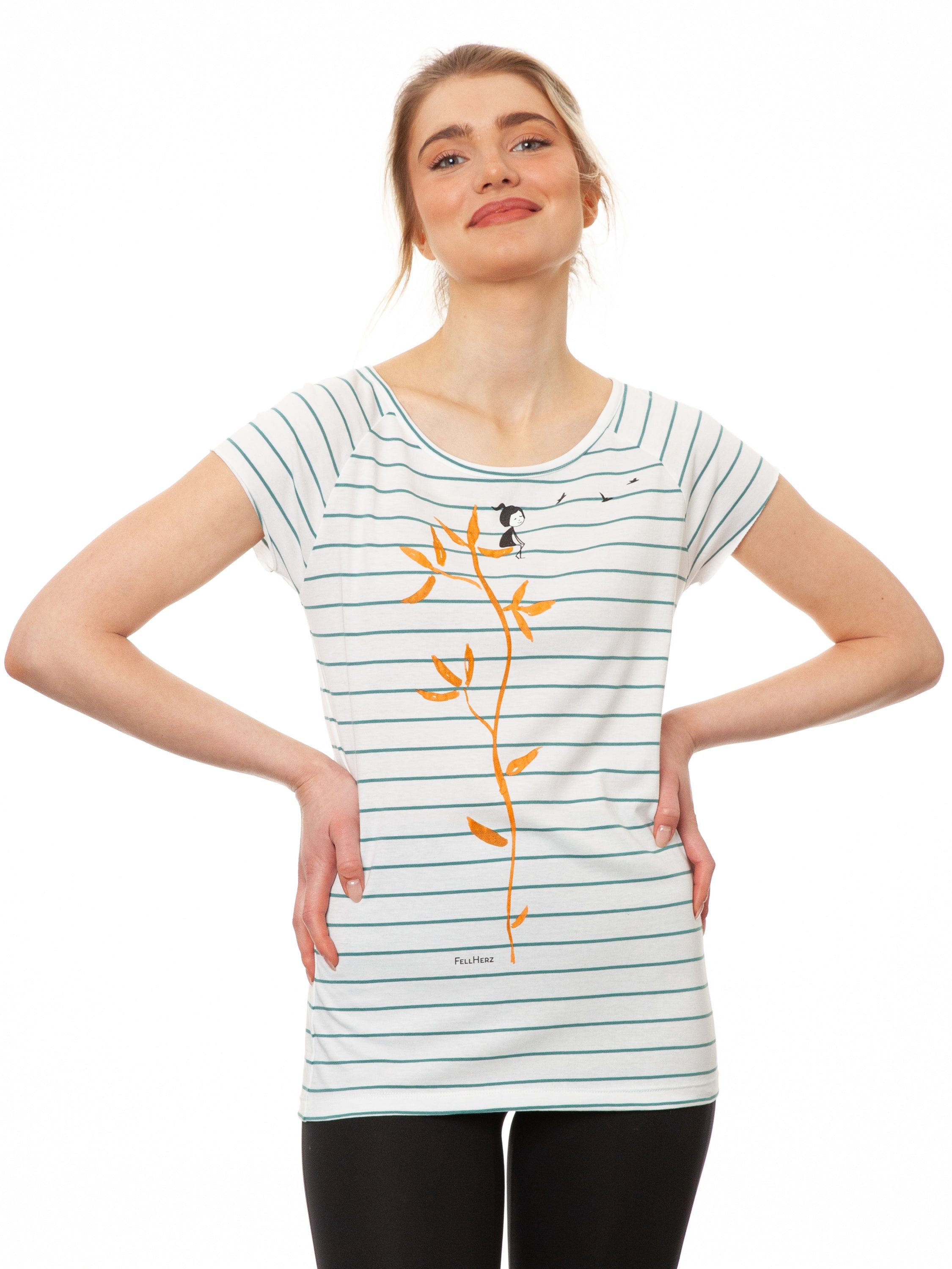 Me Time Cap Sleeve striped white teal