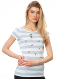 Red Chilli Cap Sleeve block striped light blue