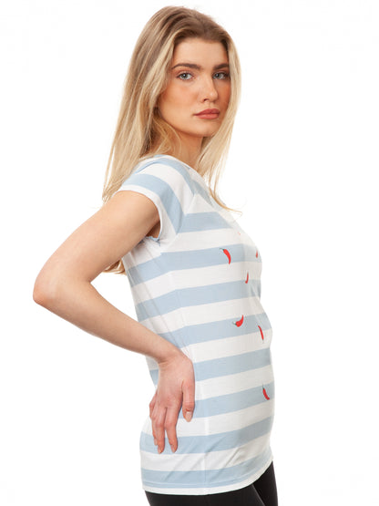 Red Chilli Cap Sleeve block striped light blue