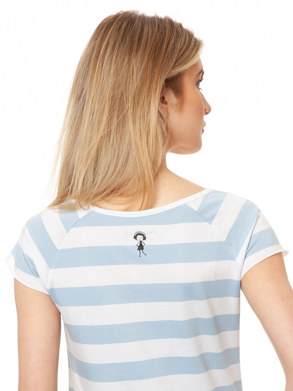 Red Chilli Cap Sleeve block striped light blue