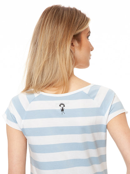 Red Chilli Cap Sleeve block striped light blue