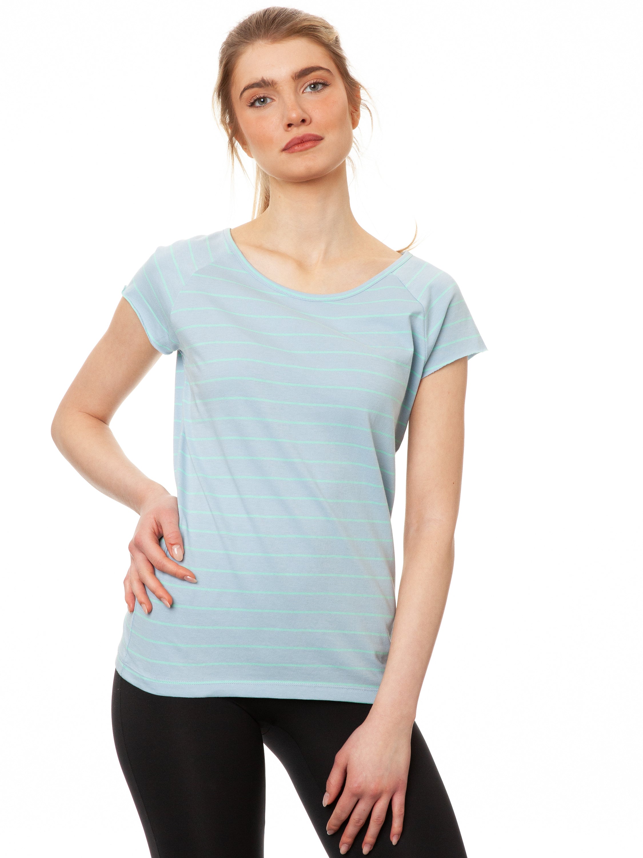 Cap Sleeve striped light blue mint
