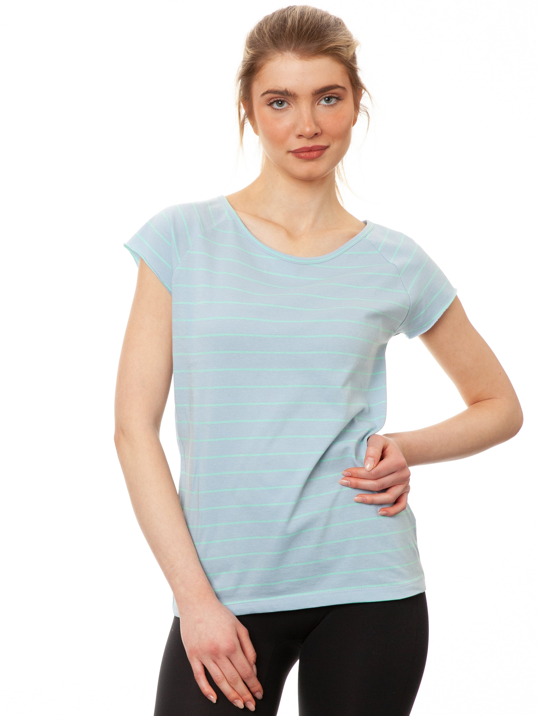 Cap Sleeve striped light blue mint