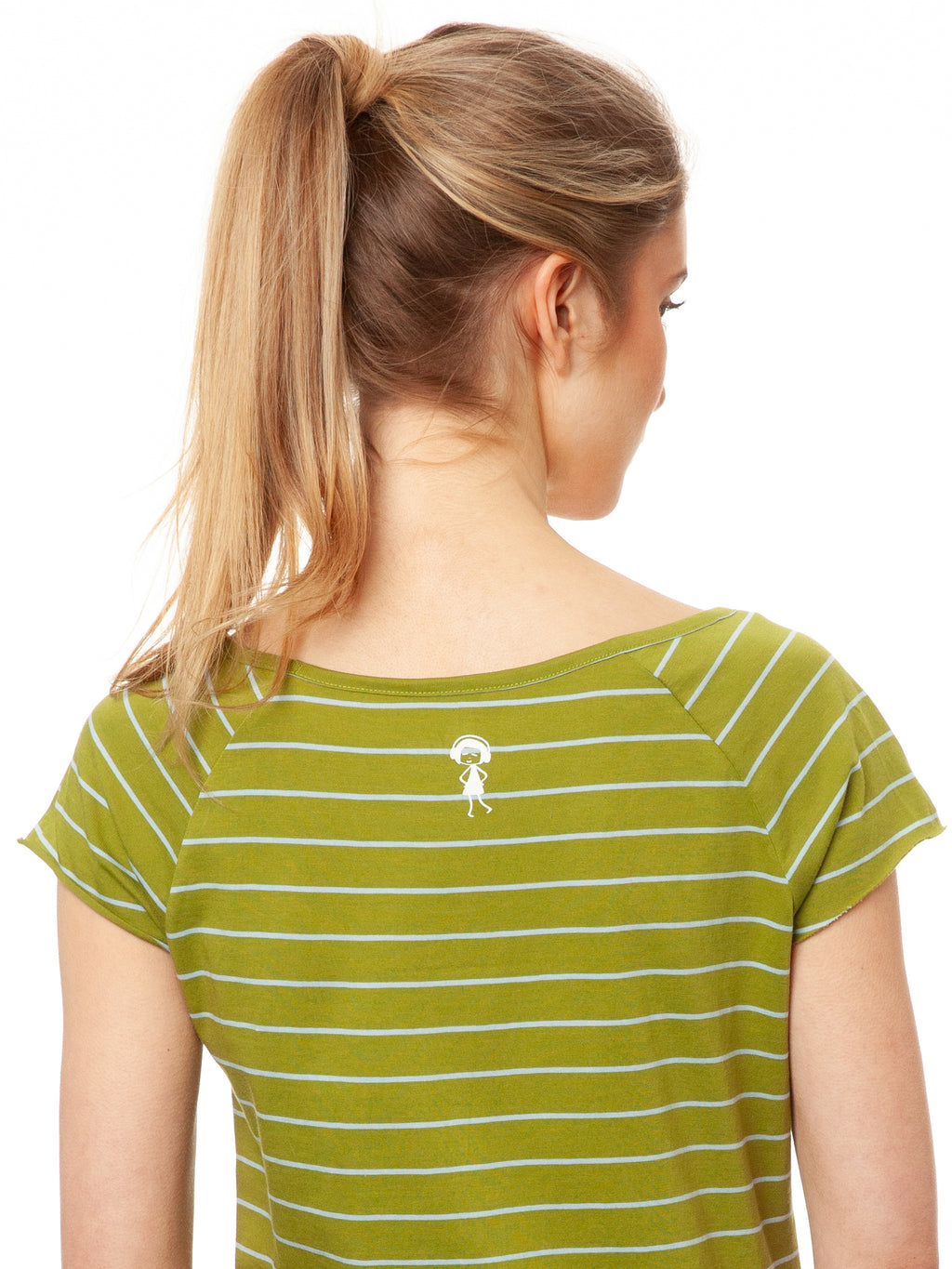 Cap Sleeve striped olive light blue