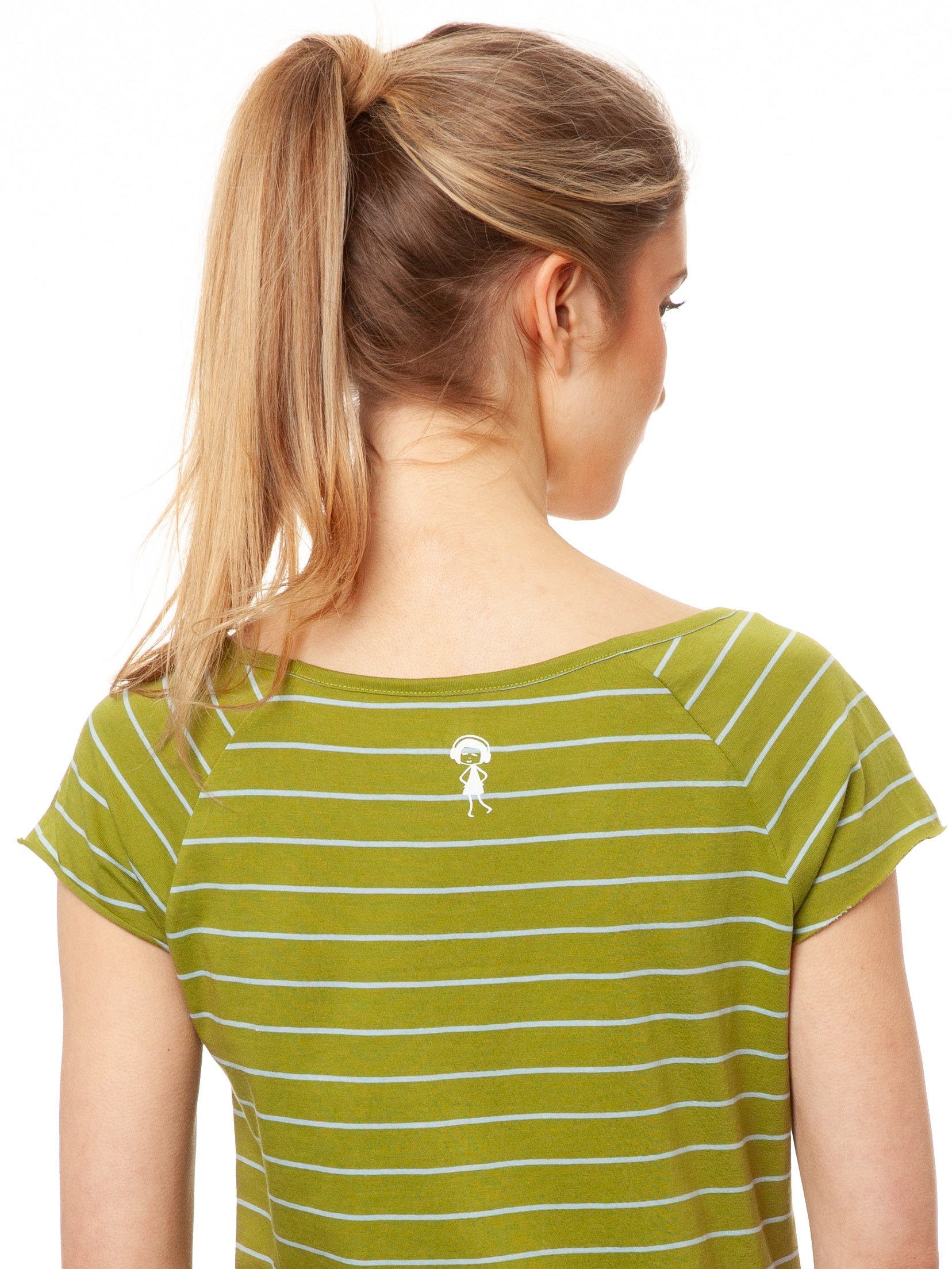 Cap Sleeve striped olive light blue