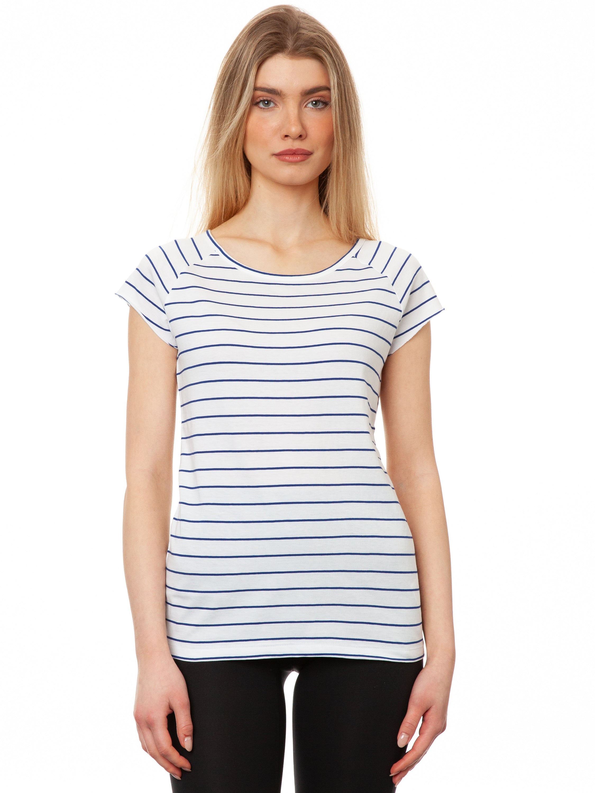 Cap Sleeve striped white blue