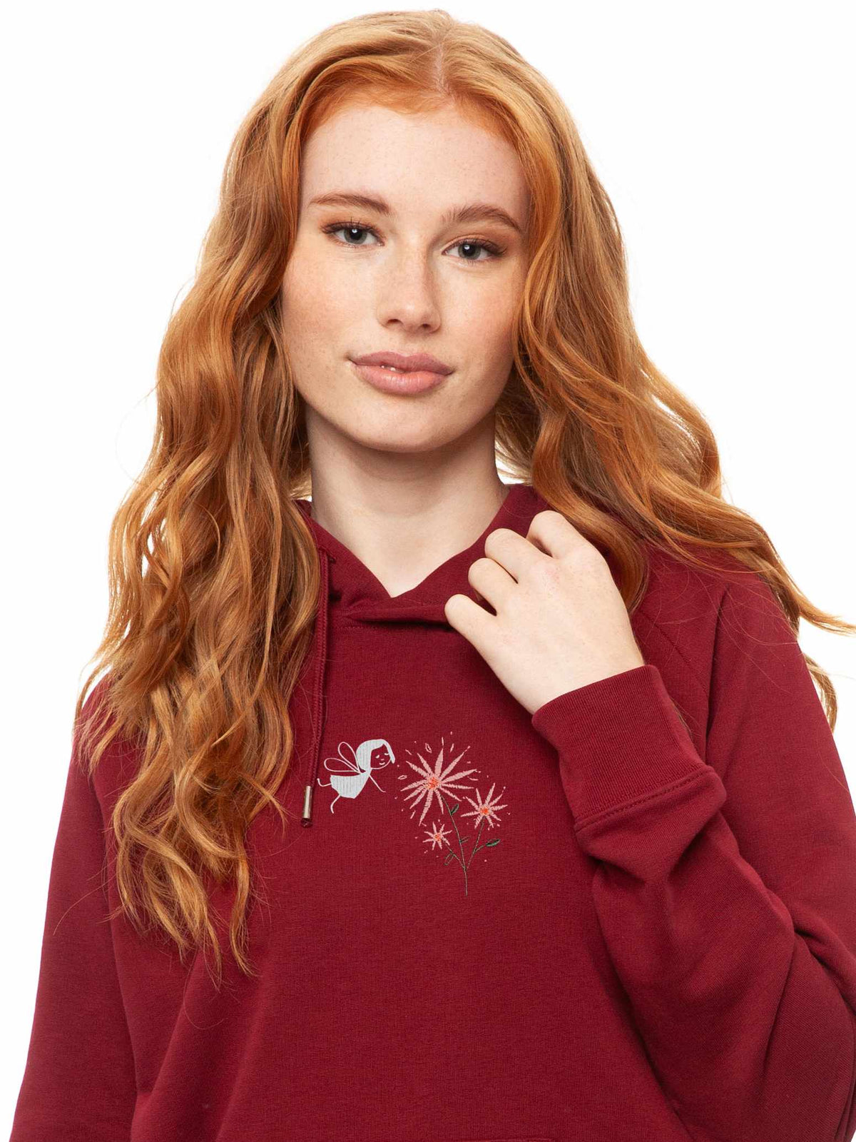 Fairy Embroidered Hoodie burgundy