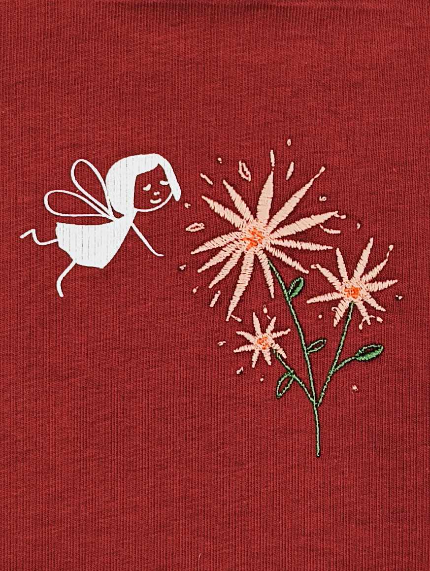 Fairy Embroidered Hoodie burgundy