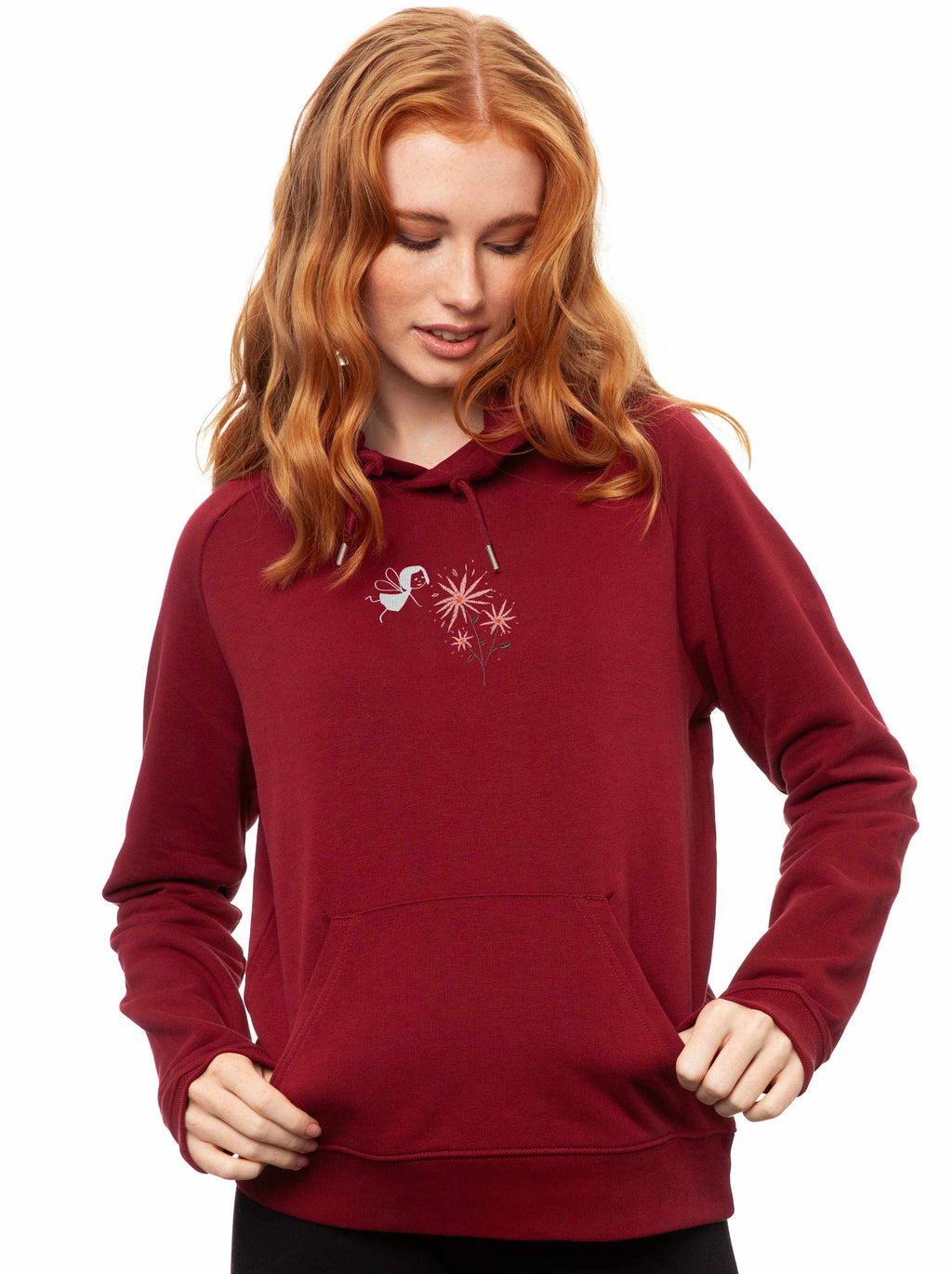 Fairy Embroidered Hoodie burgundy