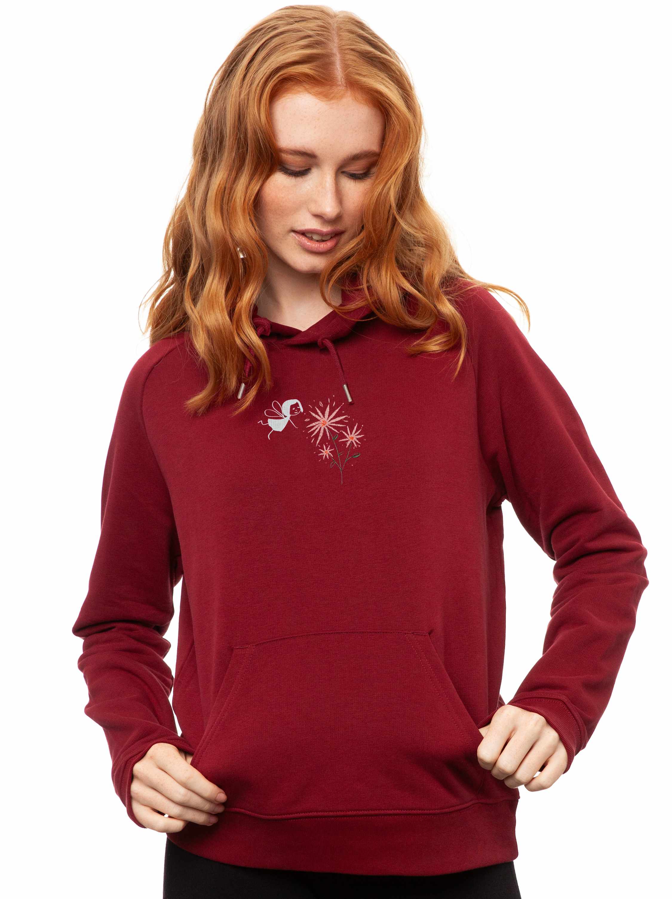 Fairy Embroidered Hoodie burgundy