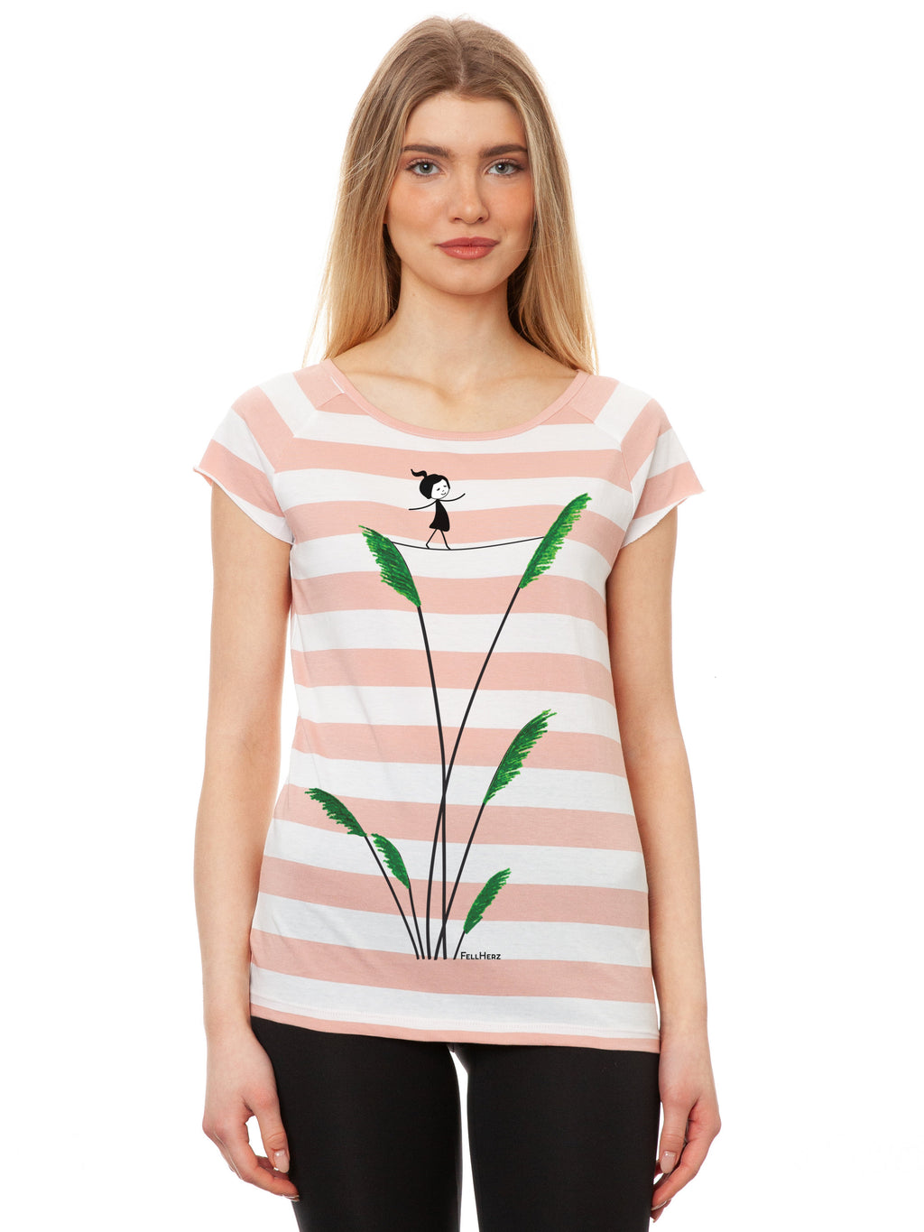 Seiltanz Cap Sleeve block striped light pink