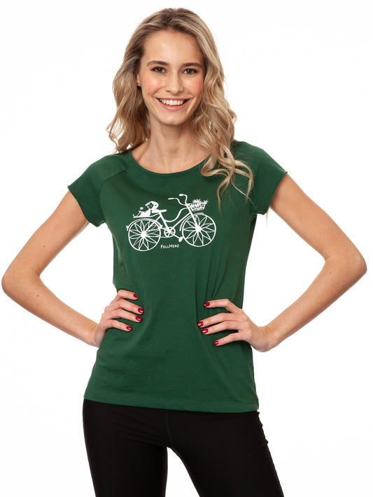 Fahrrad-Mädchen Cap Sleeve scarab green