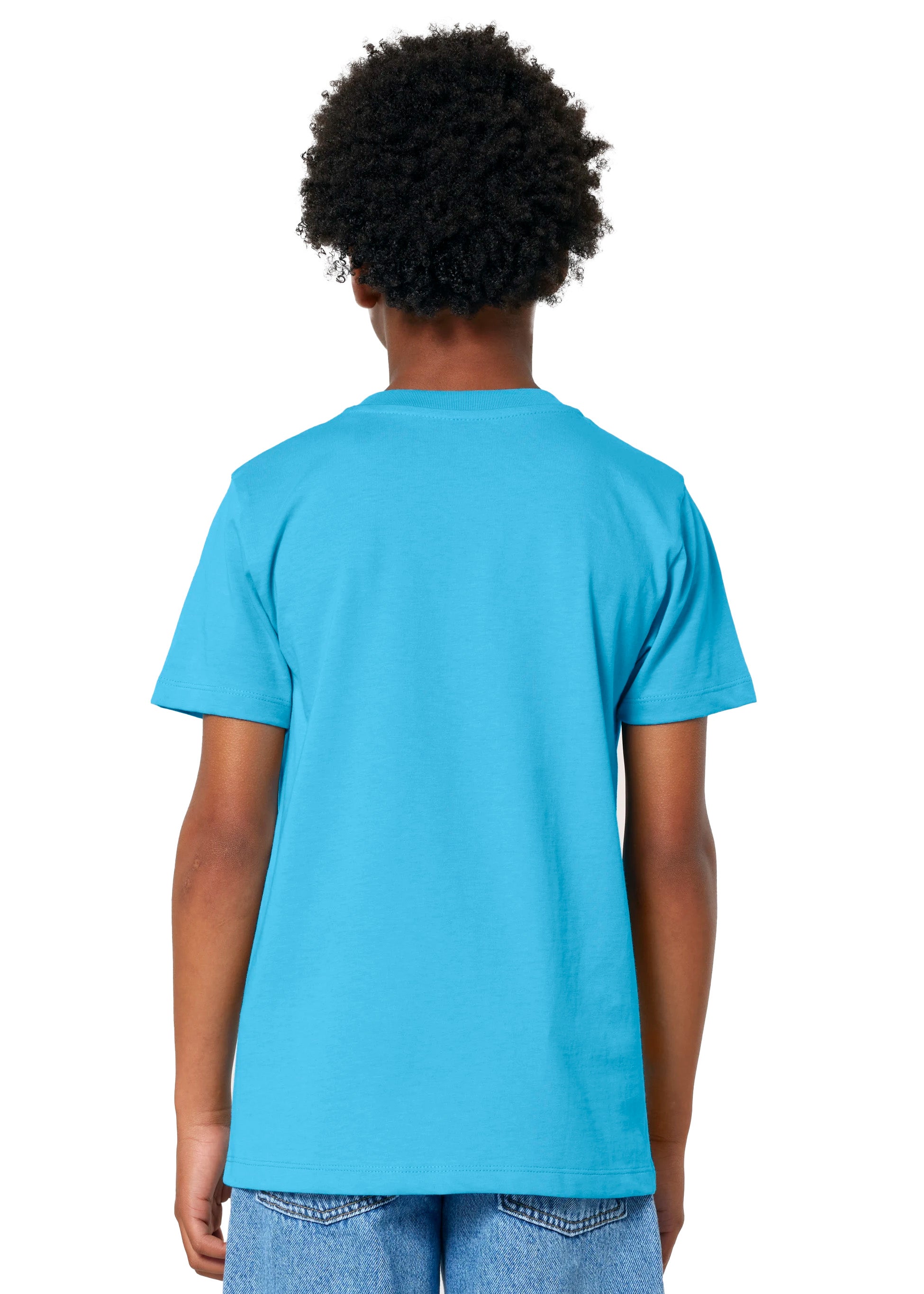Das Kinder T-Shirt aus hochwertiger Bio-Baumwolle in leuchtendem Hellblau mit einzigartigen FellHerz Faultier-Design in Grün auf der Vorderseite. Die liebevolle Illustration zeigt ein entspanntes Faultier, das sich an einem Zweig festhält, während ein kleines Mädchen daneben sitzt. Dieses nachhaltige Kinder T-Shirt ist ideal für umweltbewusste Modefans und Fair Fashion Liebhaberinnen und bietet einen hohen Tragekomfort.