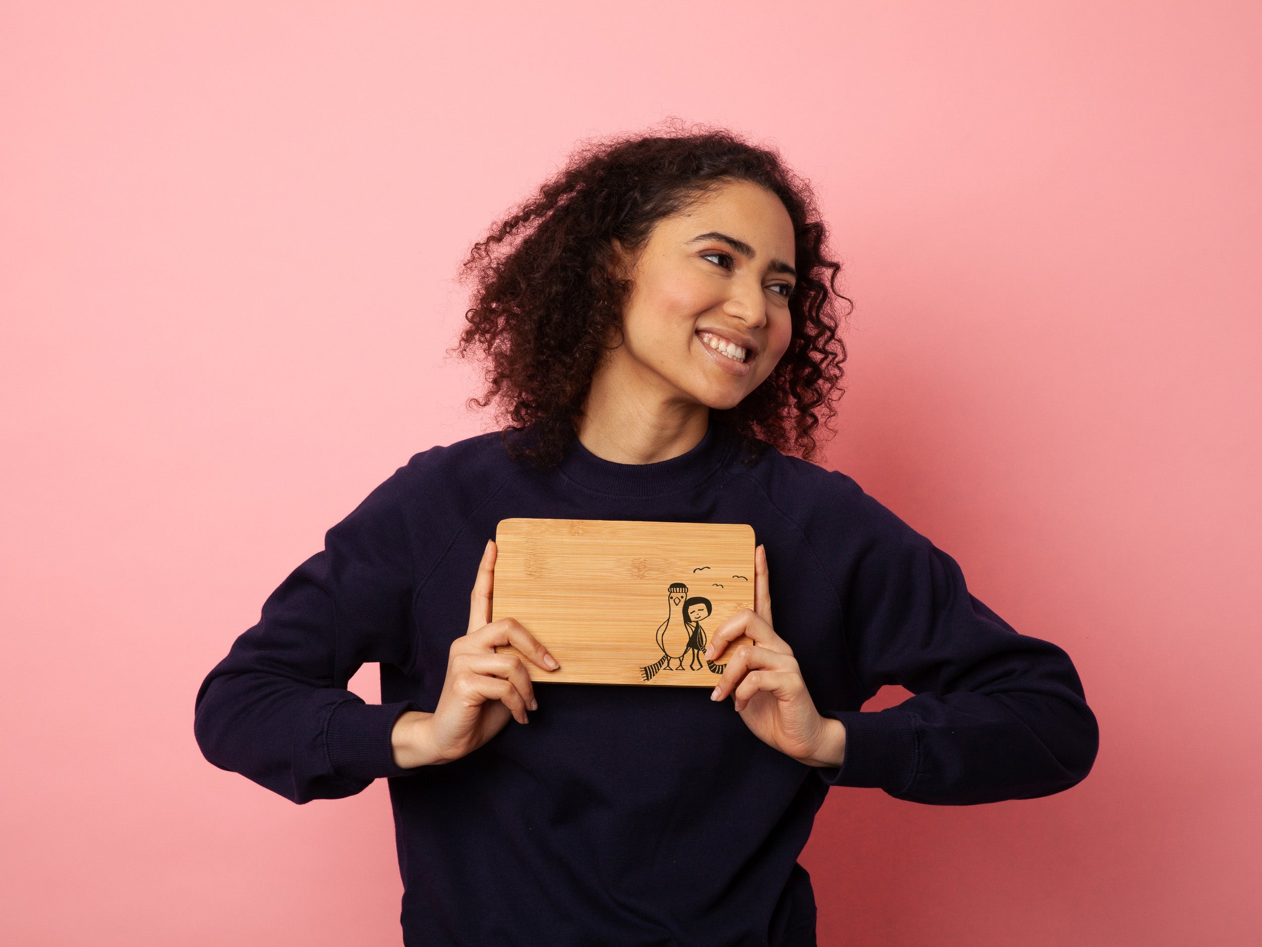 Frühstücksbrettchen Möwen-Liebe Bambus