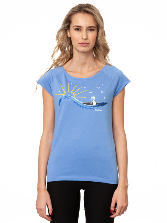 Surfing Girl Cap Sleeve cornflower