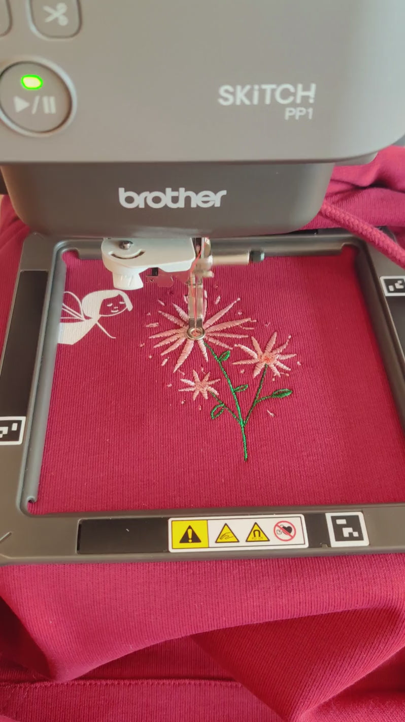 Fairy Embroidered Hoodie burgundy