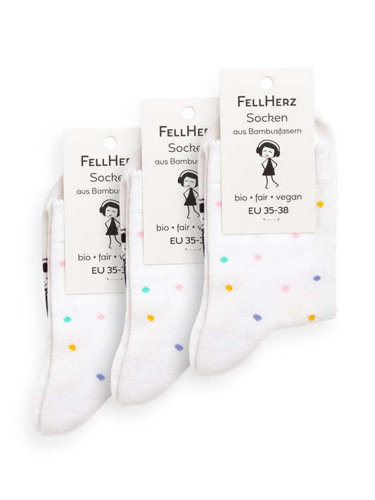 Pack of 3 socks with viscose (made of bamboo cellulose) confetti white