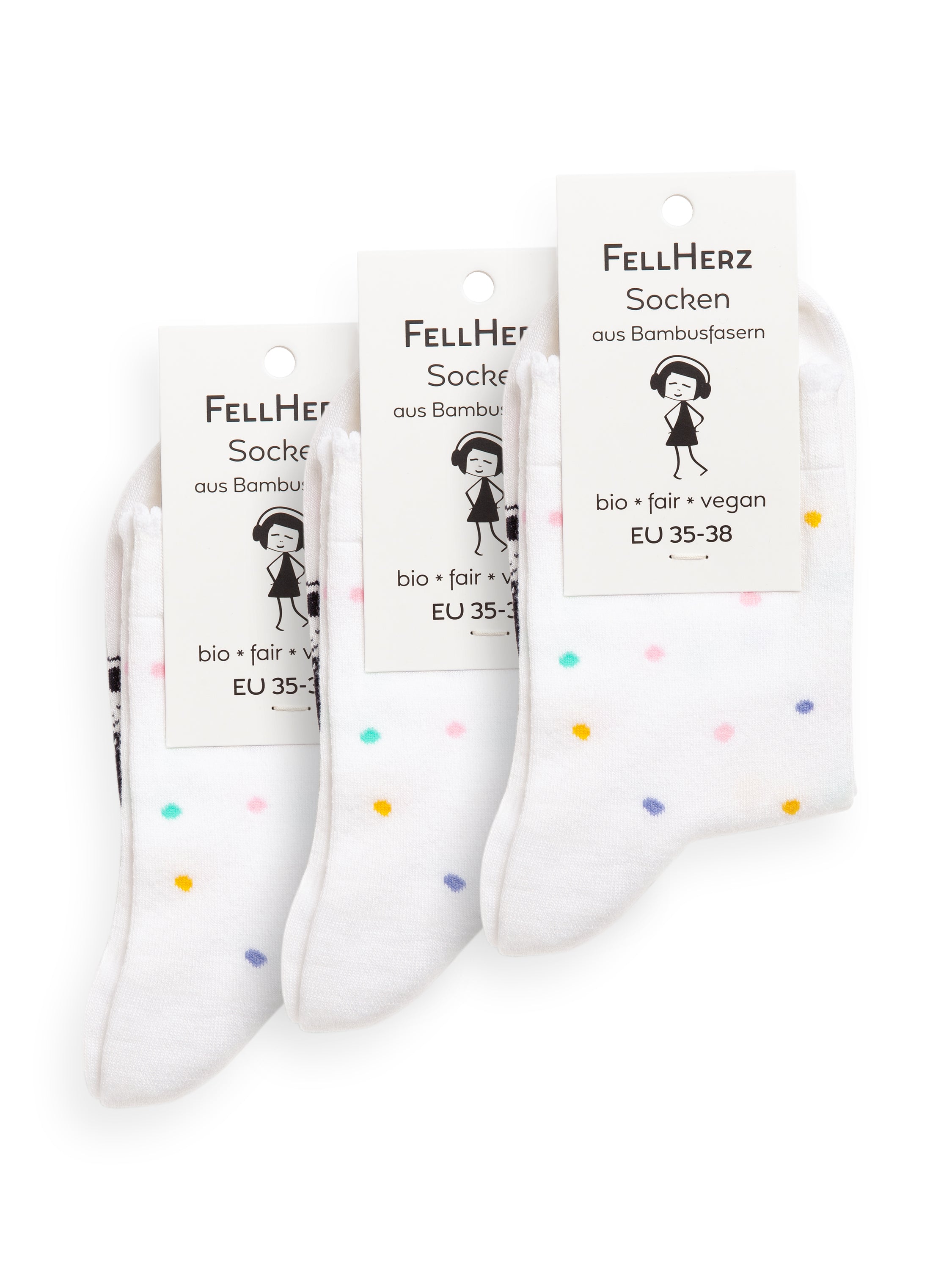Pack of 3 socks with viscose (made of bamboo cellulose) confetti white