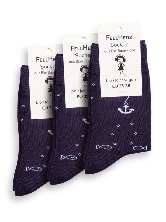 Pack of 3 socks with organic cotton Anker midnight